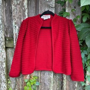 Vintage Eric G. Textured Wool Jacket – Red, Size Medium